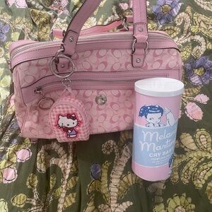 *RARE* Pink Coach Signature Coated Canvas and Leather Chelsea Satchel